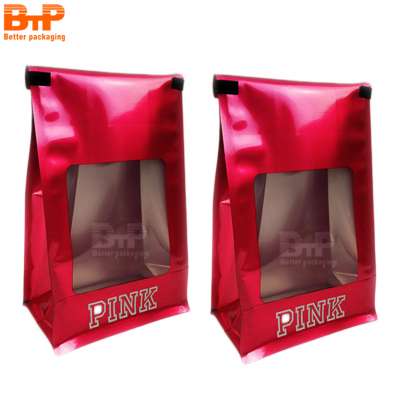 Bright color printing bags Aluminum Foil and Plastic Packaging Bags with Window and Tie For Perfume