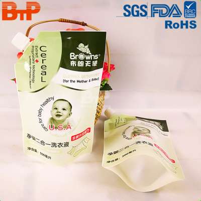 customized 500ml baby detergent stand up pouch with spout